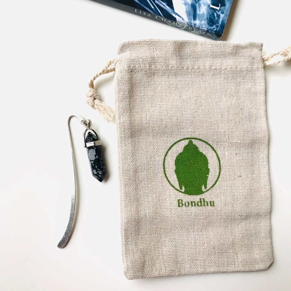 Snowflake Obsidian Stone Pendant Reader Bookmark